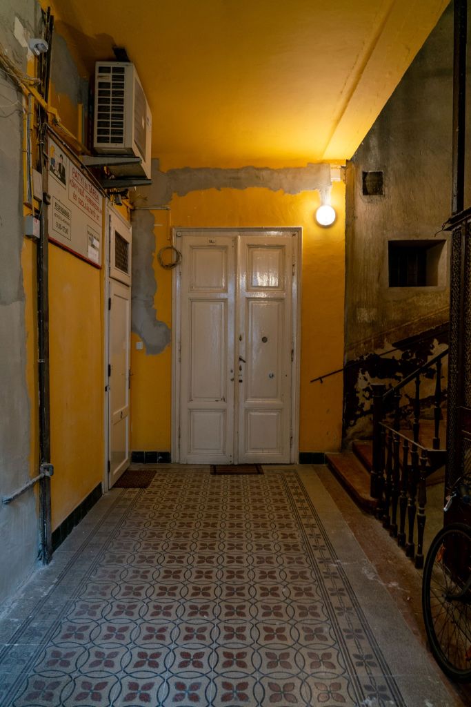 Old door in the staircase of Király utca 49, Budapest