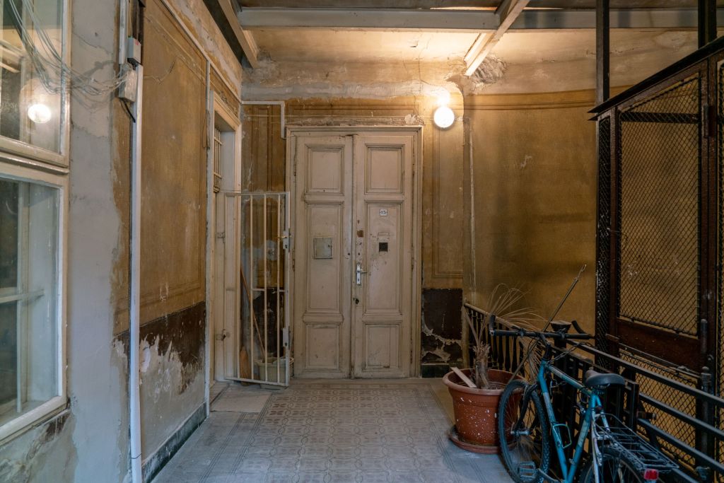 Old door in the staircase of Király utca 49, Budapest