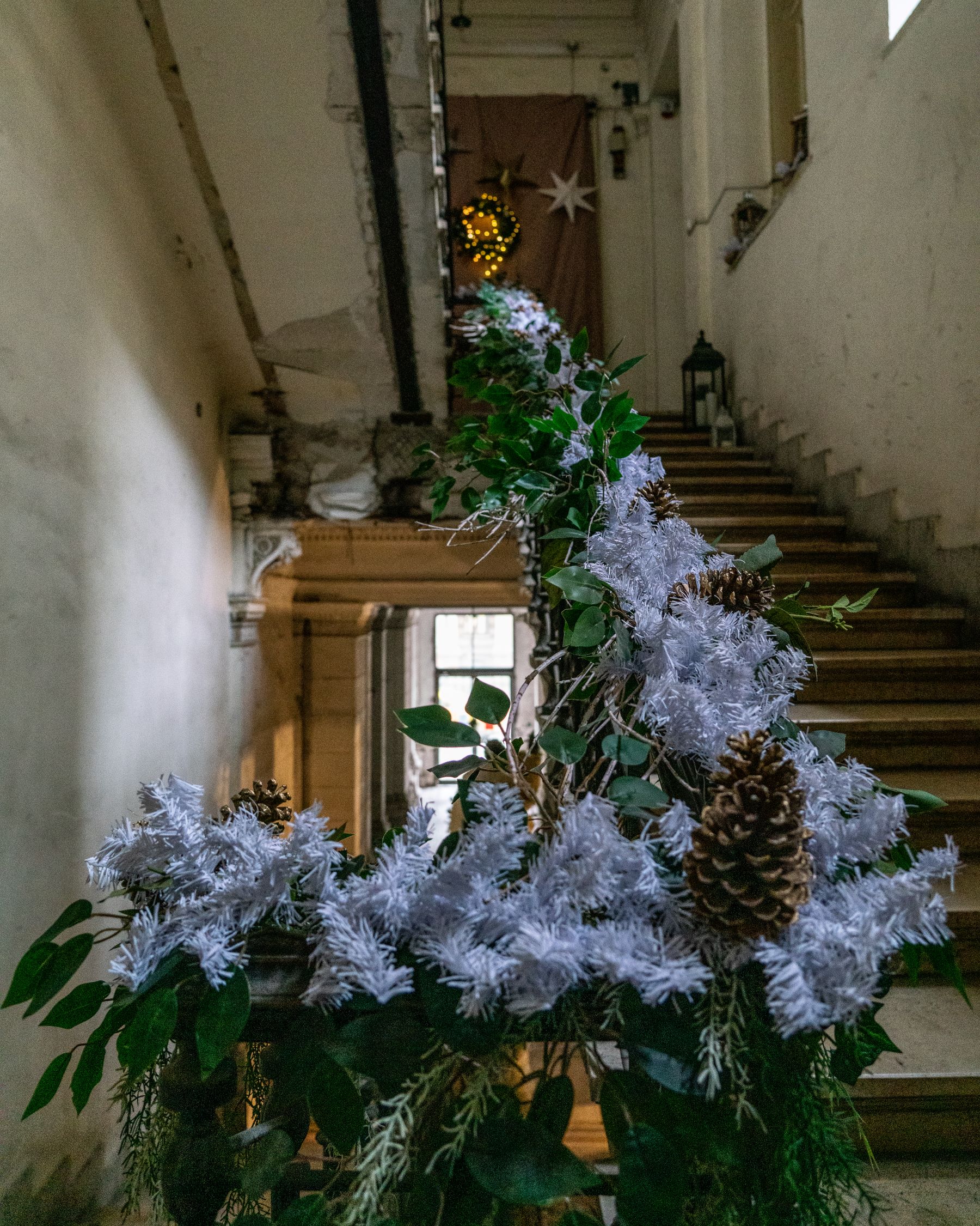 Detail of the staircase of Múzeum körút 19 in Budapest: A partially abandoned building designed by Miklós Ybl for Zsigmond Róth