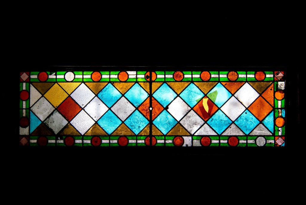 Stained glass ceiling in an abandoned building in Budapest