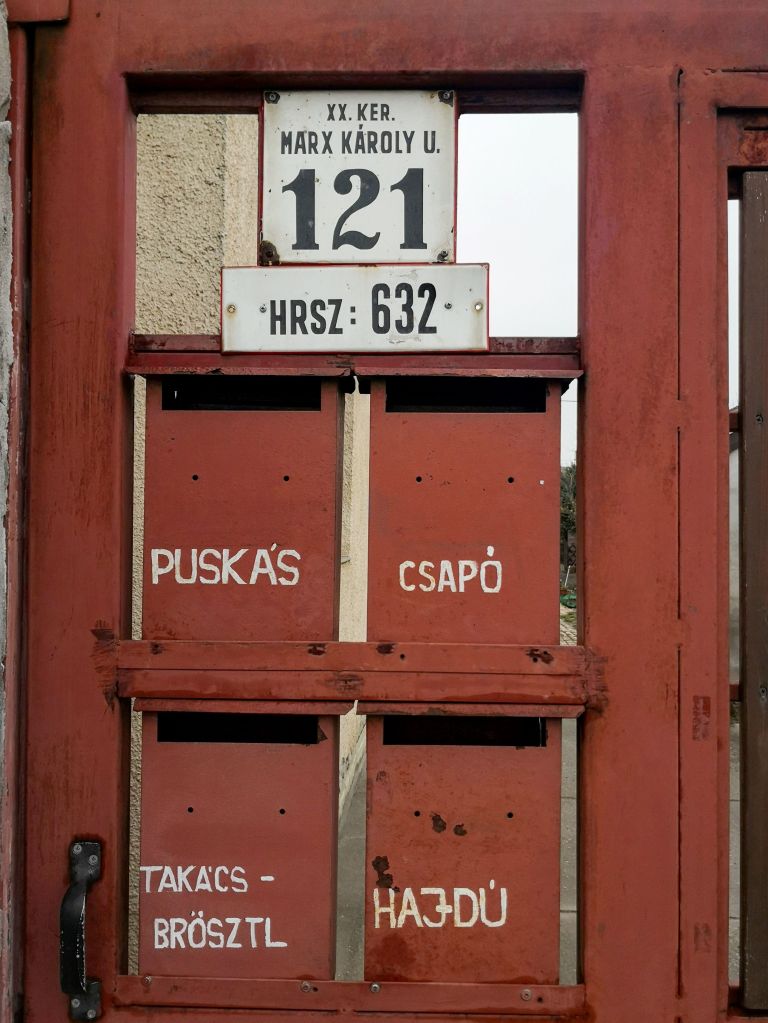 Marx Károly utca - Karl Marx street vintage house number sign in Budapest