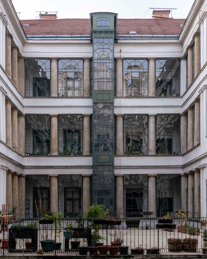 Details of the Former Tiger Hotel, a 19th Century Building in Budapest