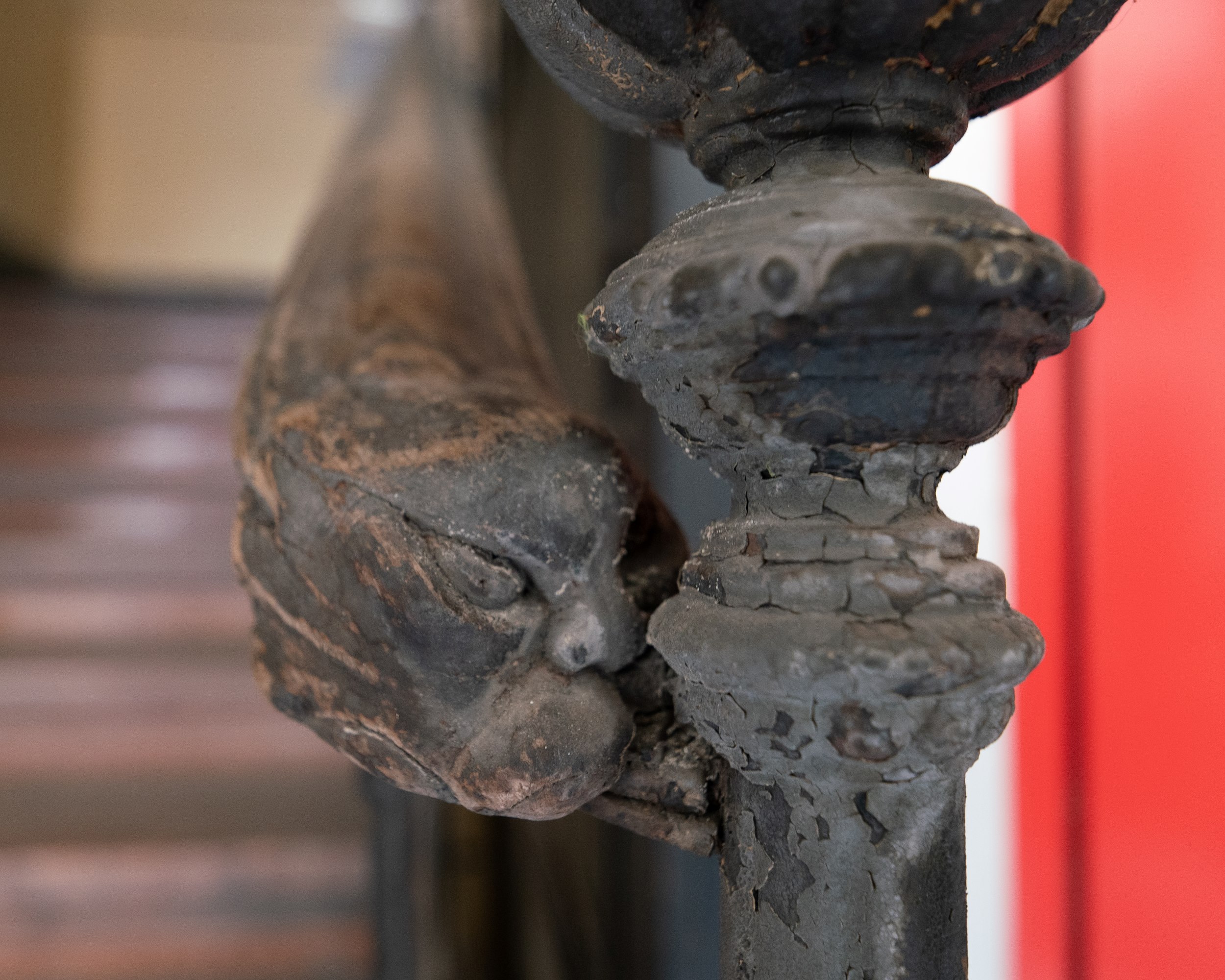 Details of a 19th-century decaying old house in the center of Budapest.