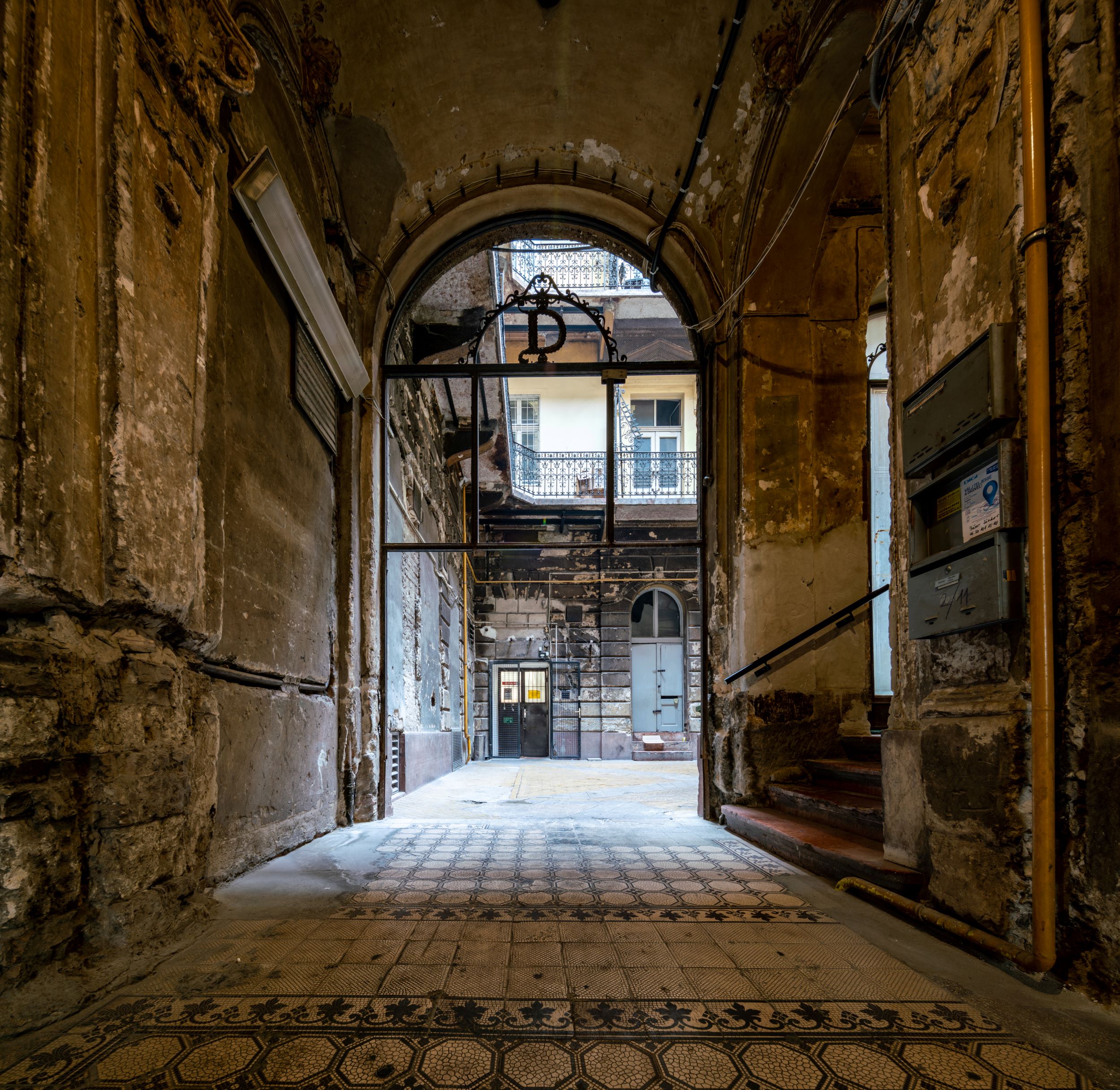 Interior of a 19th-century decaying old house in the center of Budapest.