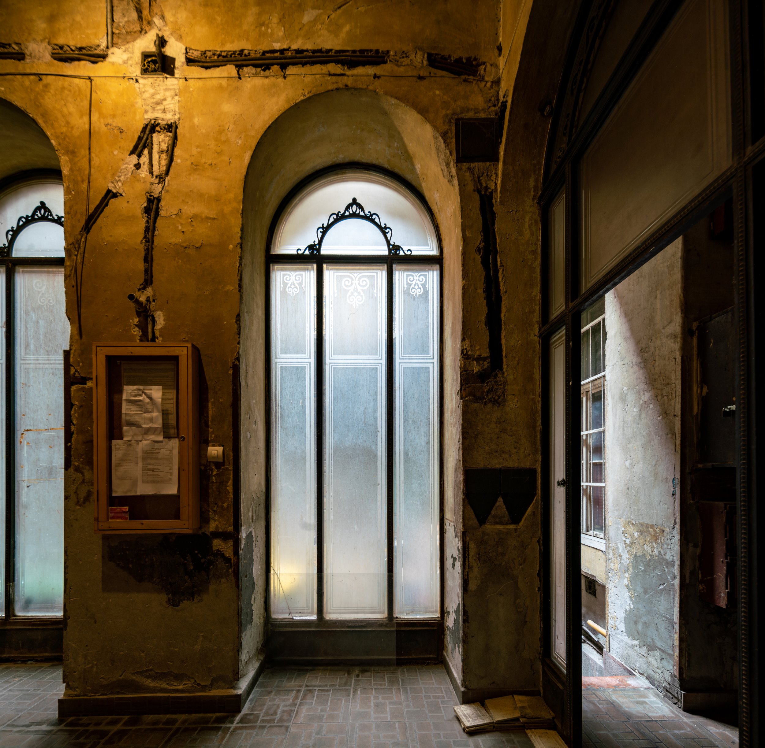 Interior of a 19th-century decaying old house in the center of Budapest.