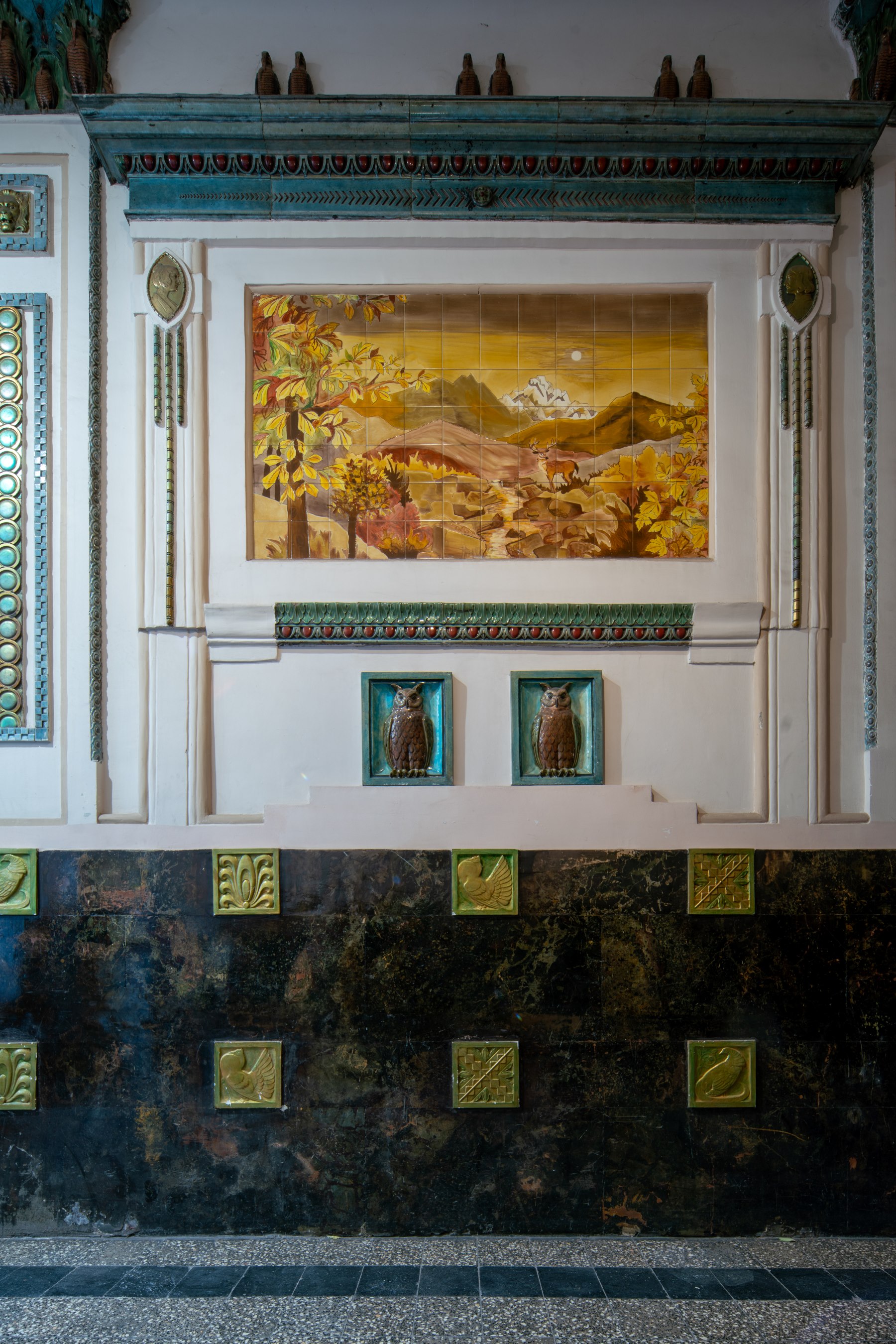Zsolnay tiles in an apartment house located in Zugló, Budapest