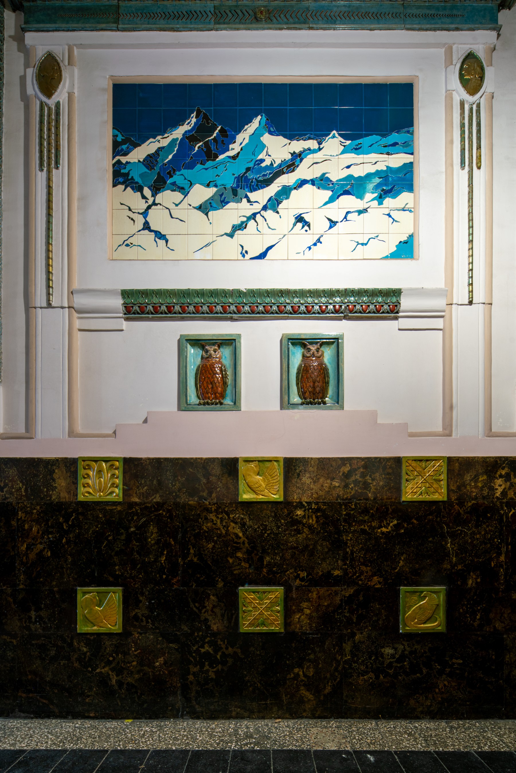 Zsolnay tiles in an apartment house located in Zugló, Budapest