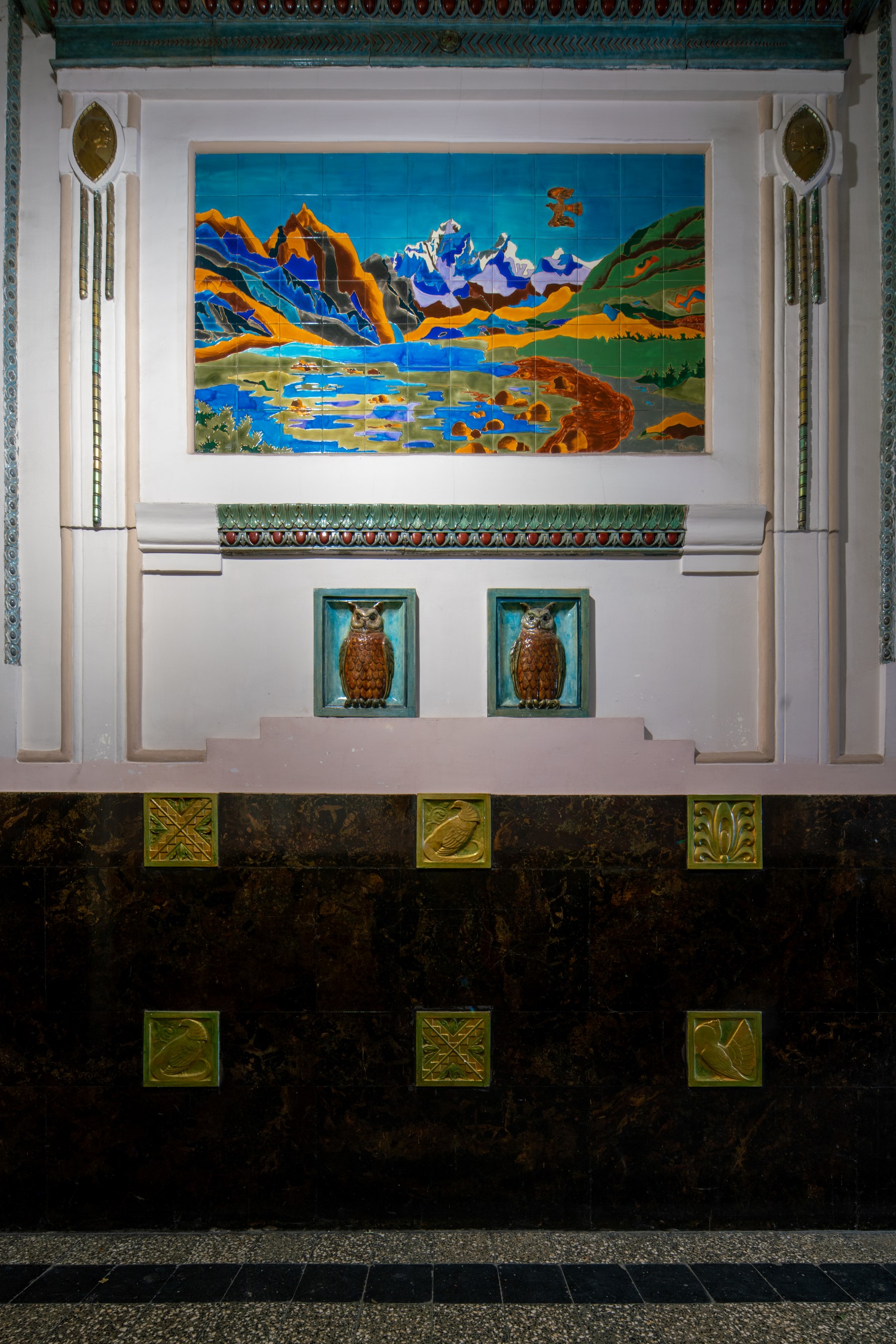 Zsolnay tiles in an apartment house located in Zugló, Budapest
