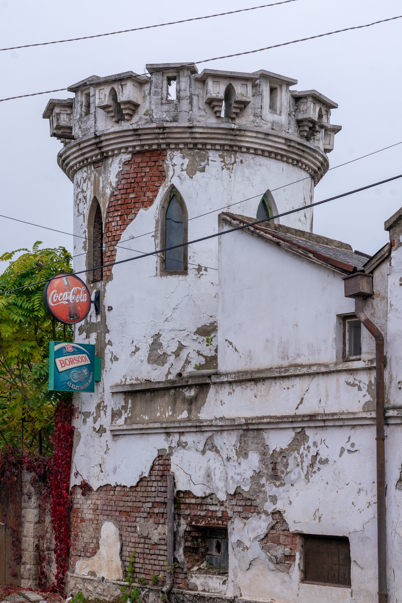 Abandoned shooting range building completed in 1941 in Miskolc, Hungary