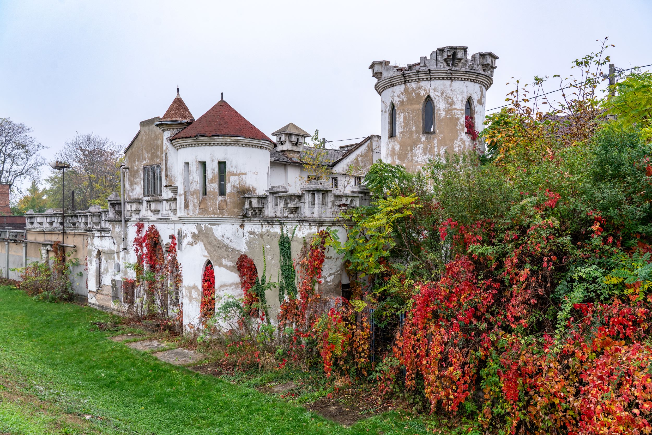 Abandoned shooting range building completed in 1941 in Miskolc, Hungary