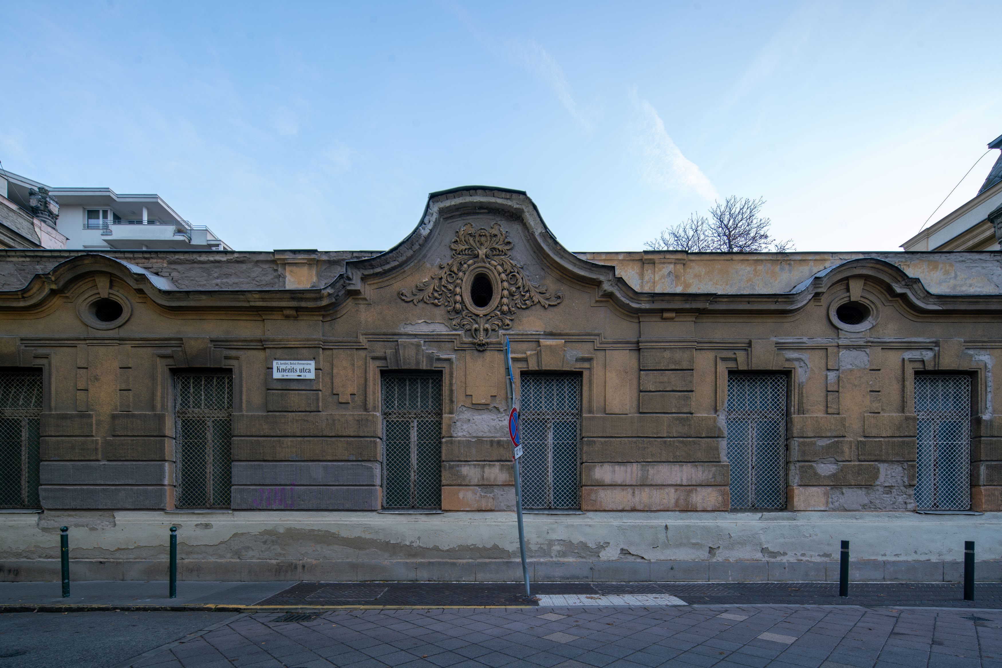 Art Nouveau facade of the abandoned Schöpf-Merei Hospital