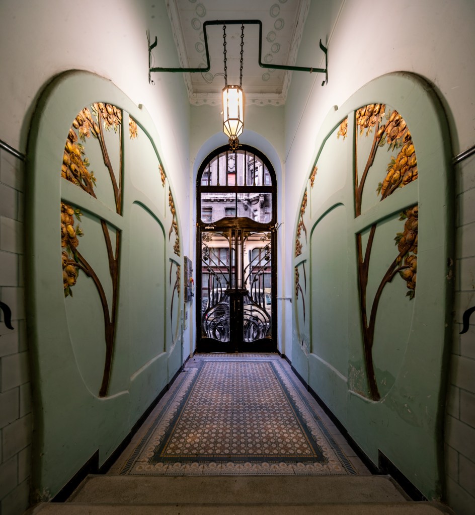 Entrance of an Art Nouveau house designed by Emil Vidor in Budapest