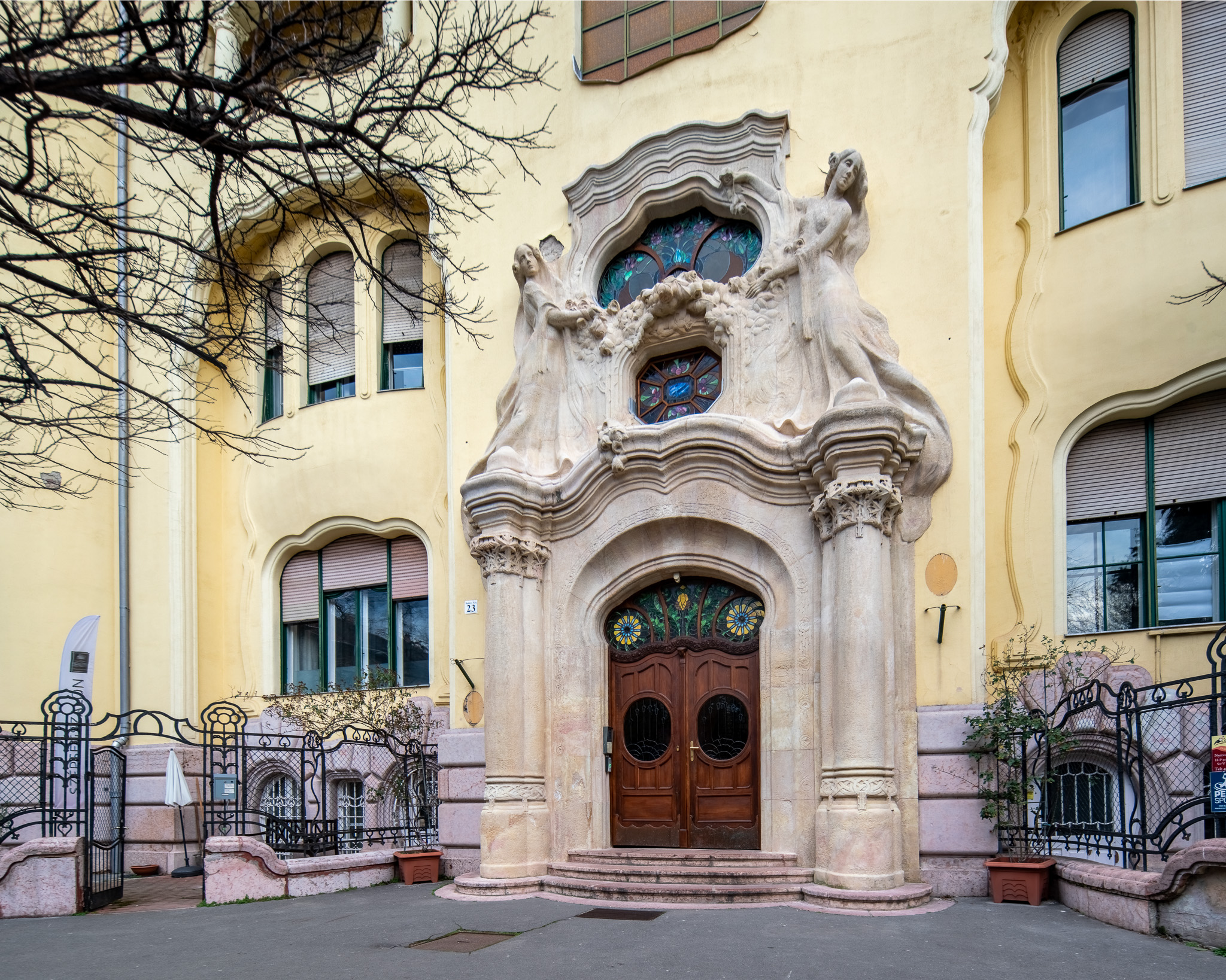 The Art Nouveau Gate of the Sonnenberg-Ház in Budapest
