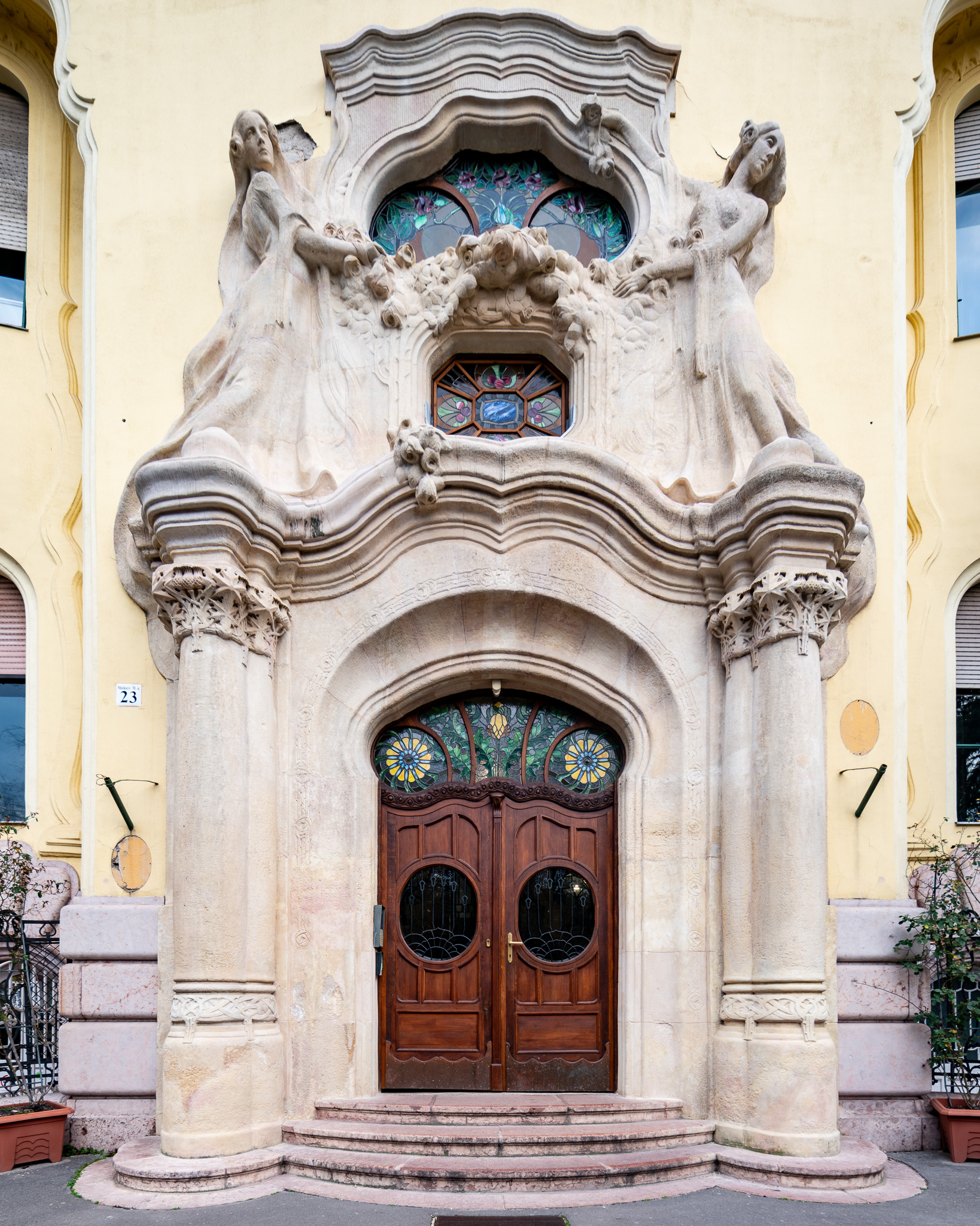 The Art Nouveau Gate of the Sonnenberg-Ház in Budapest