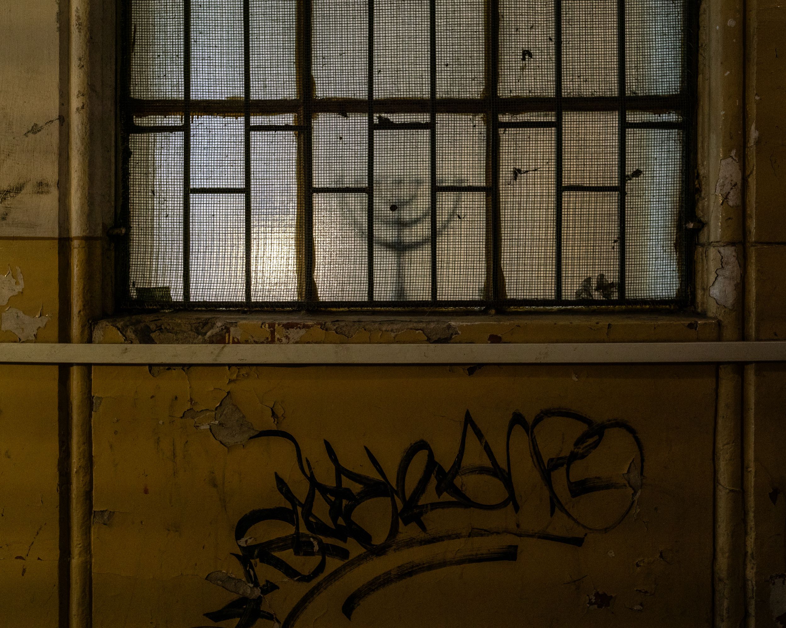 A menorah in an old house in Budapest