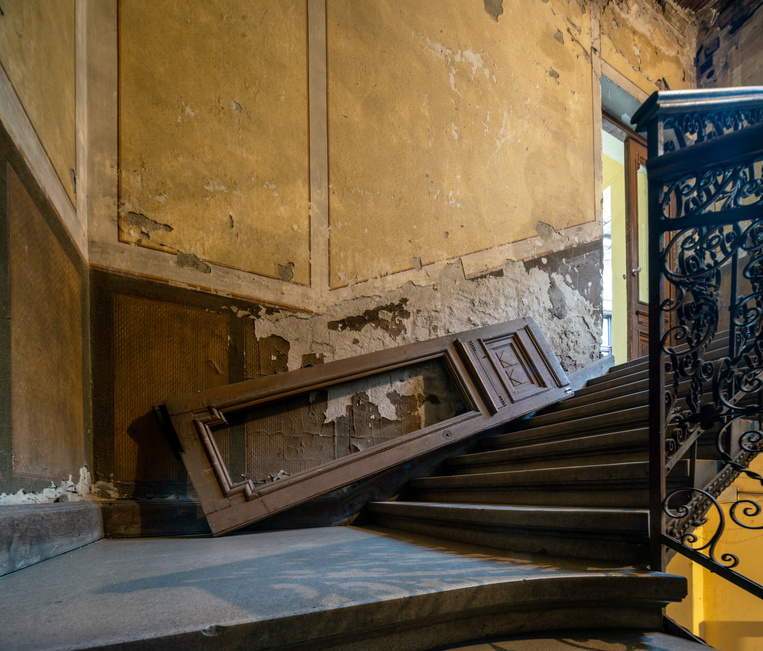 Interior of a historical house on Bem rakpart, in Budapest