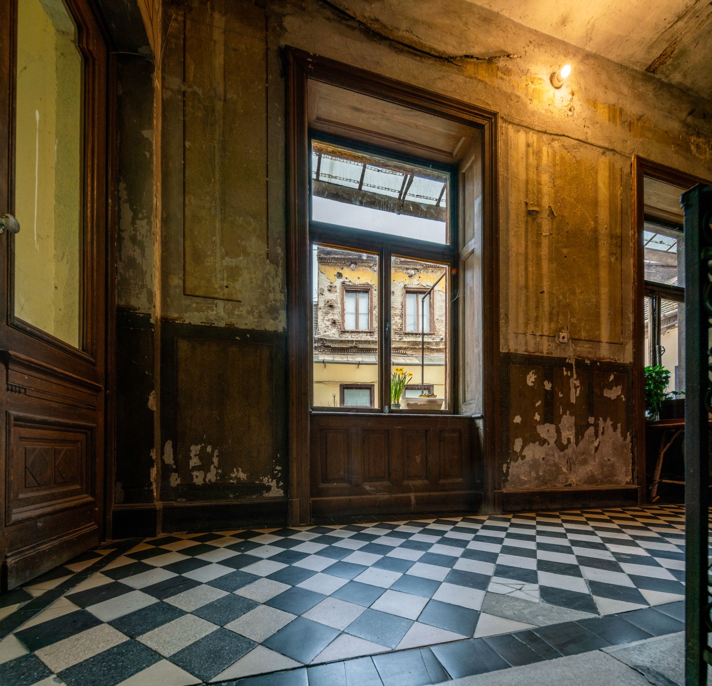 Interior of a historical house on Bem rakpart, in Budapest