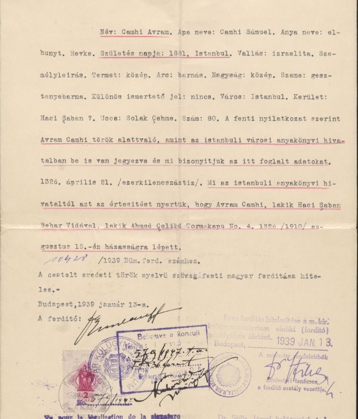 Camhi - A Sephardic Jewish Family Living in Budapest