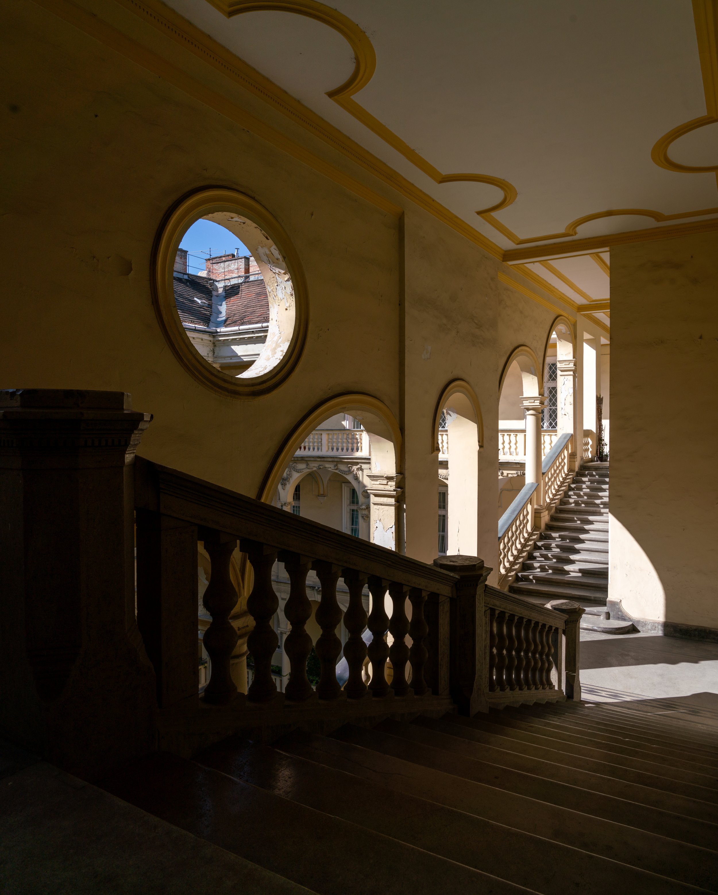 Interior of a historical building in Budapest