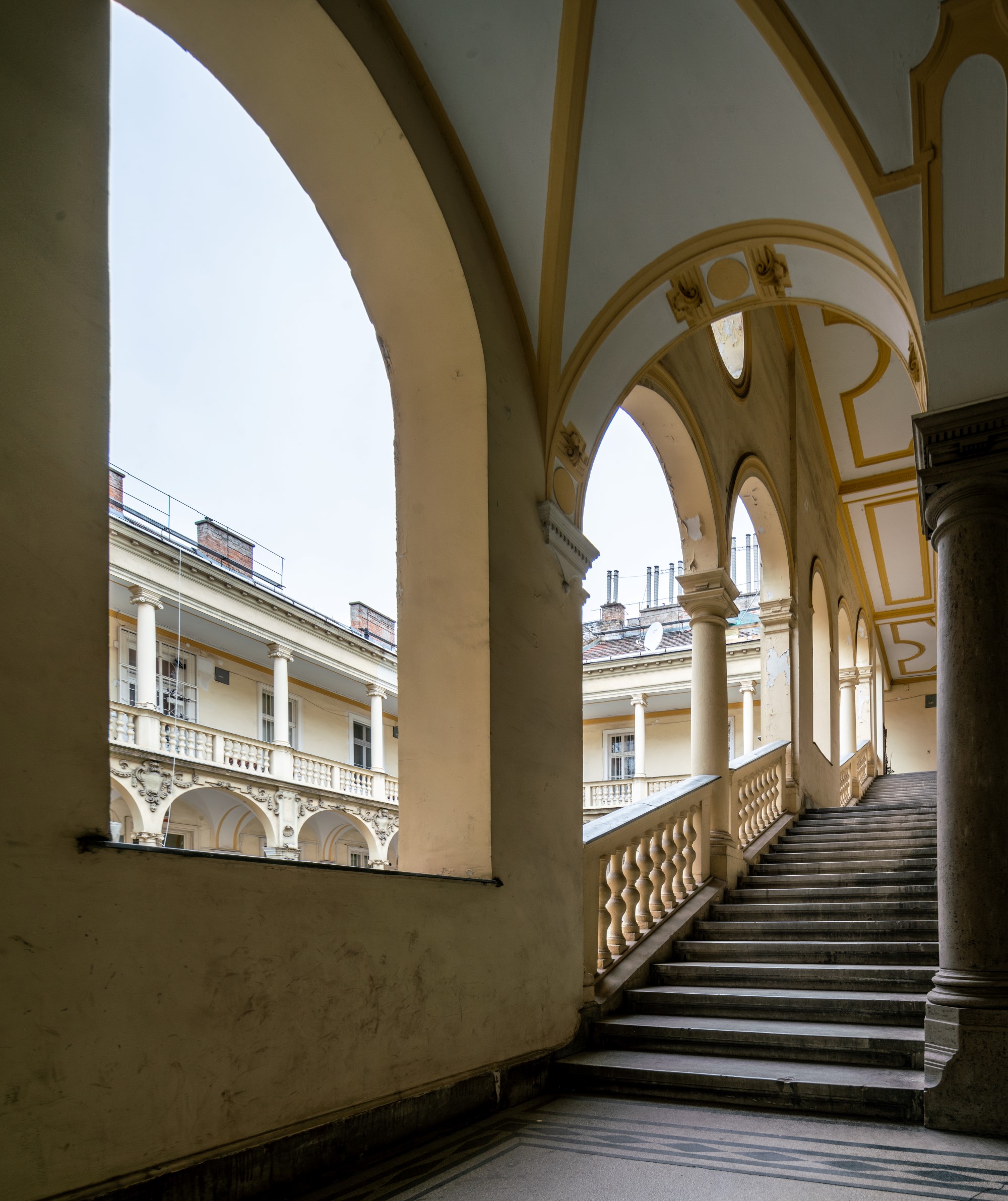 Interior of a historical building in Budapest