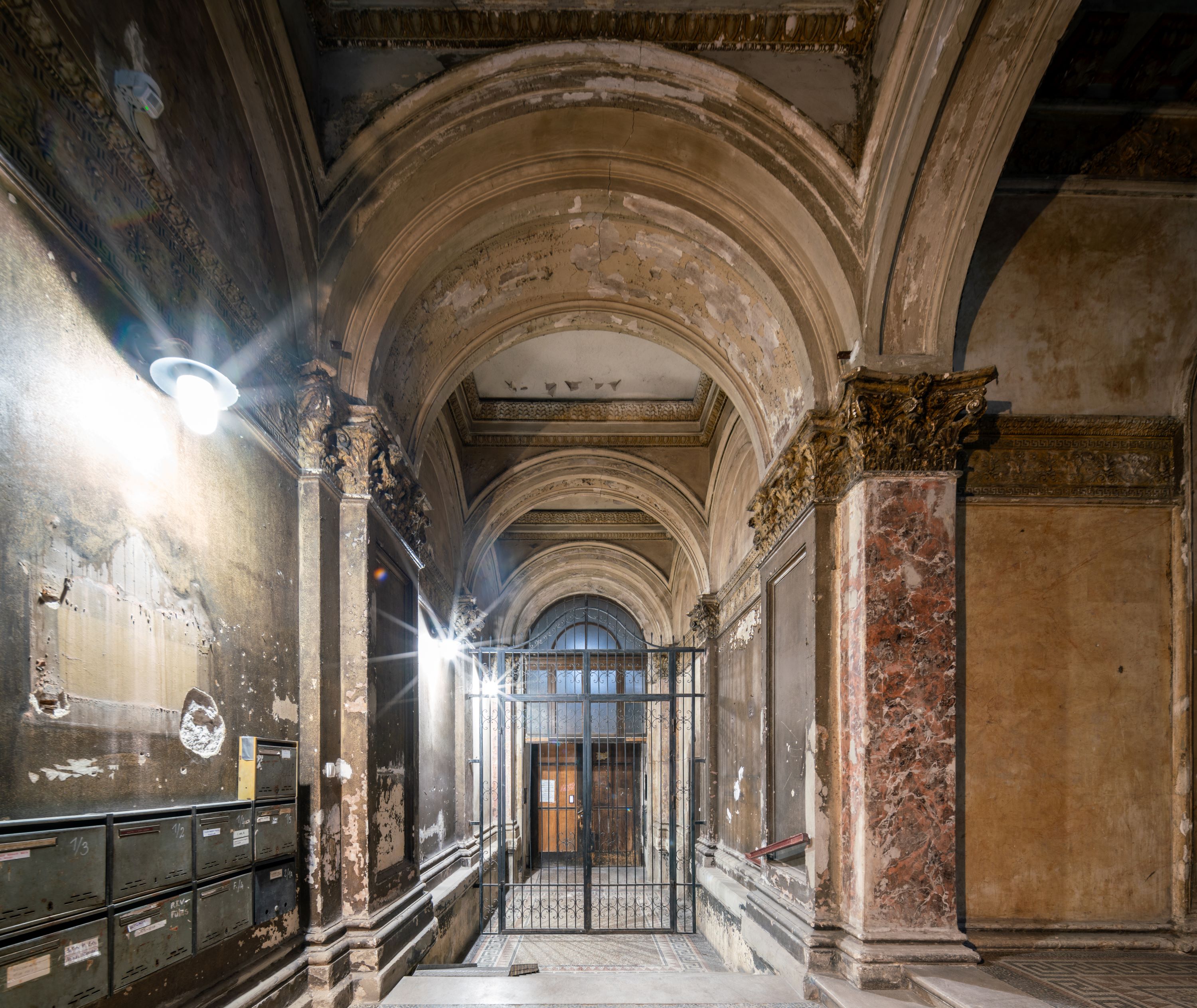 Interior of an old residential building in Budapest designed by Imre Steindl