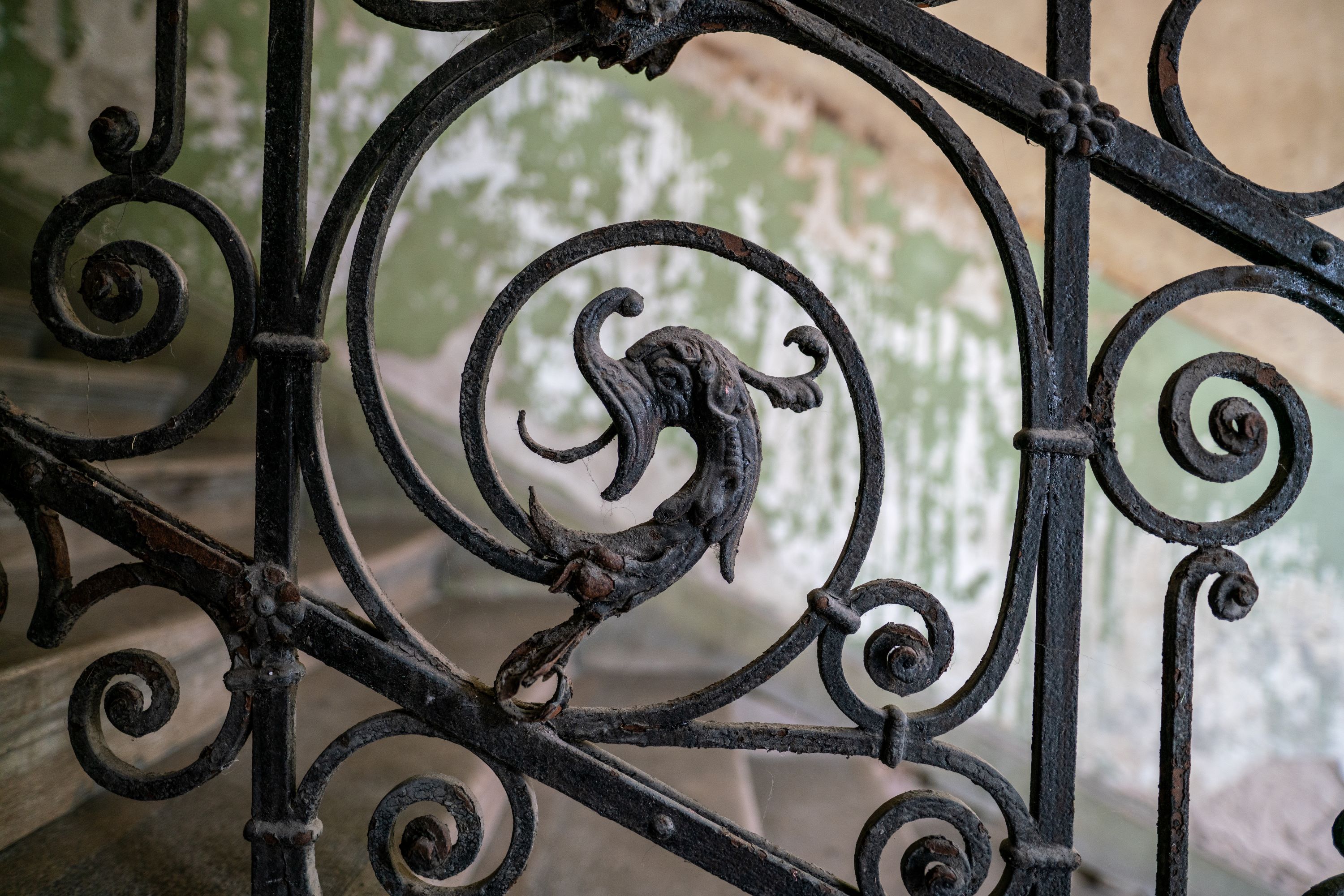 Ironwork in the staircase of an old house in Budapest