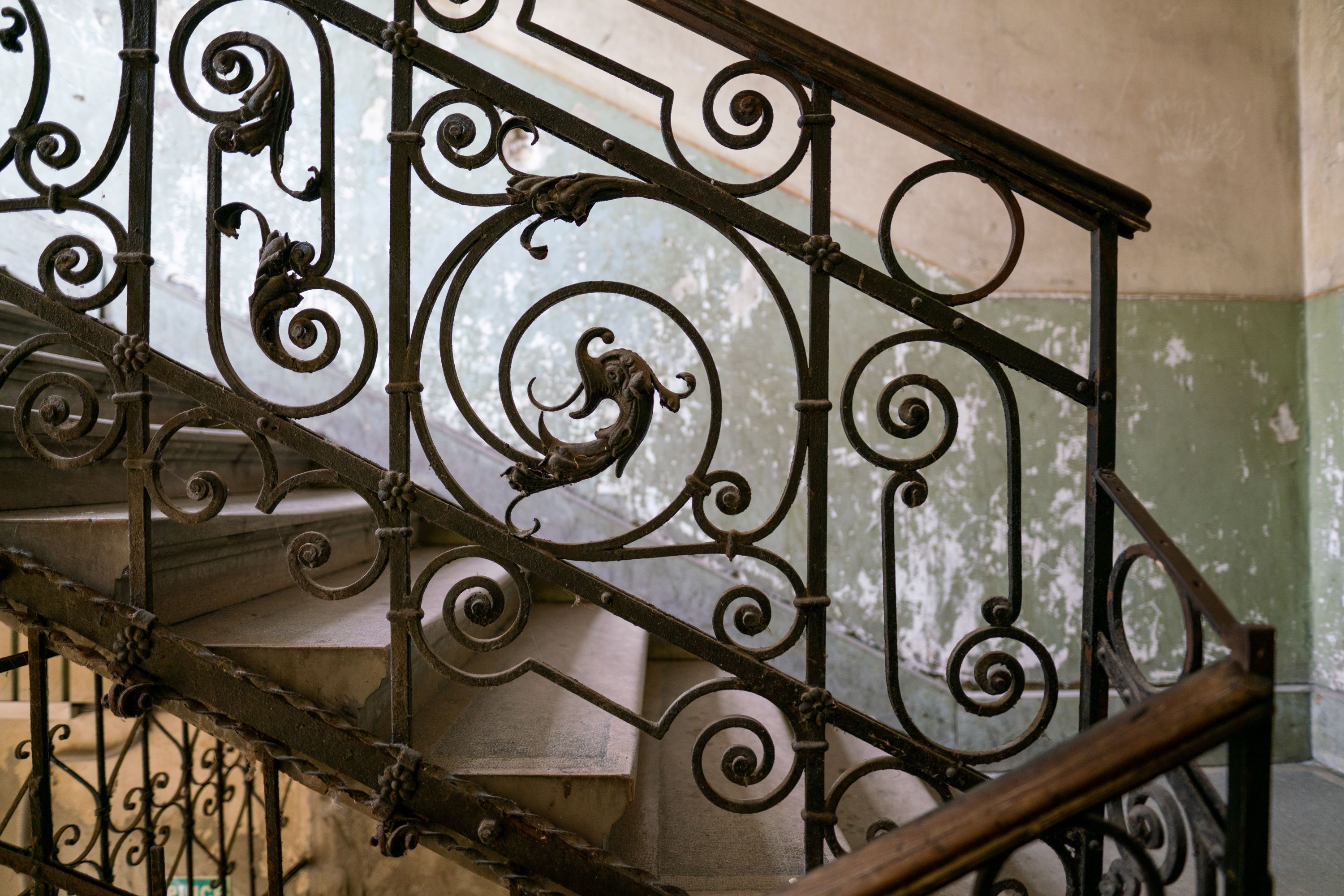 Ironwork in the staircase of an old house in Budapest