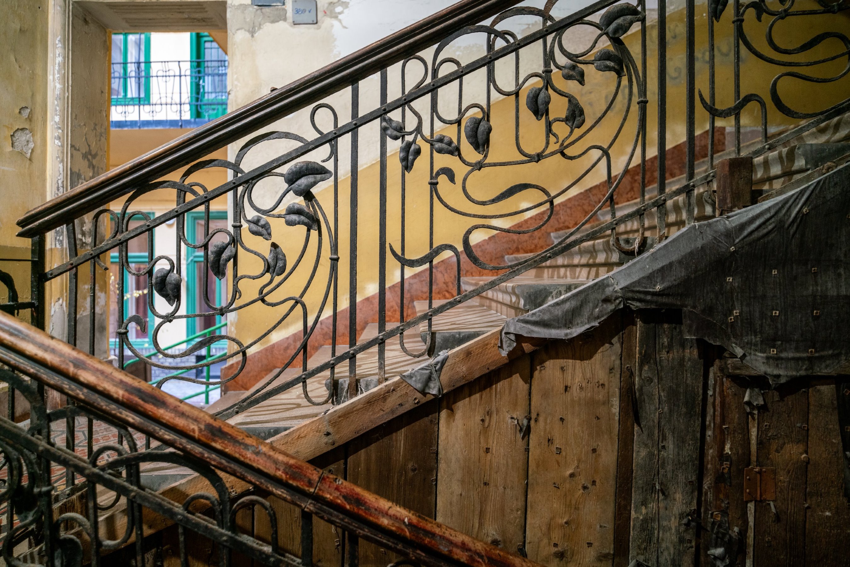 Inside an old art nouveau building in Budapest