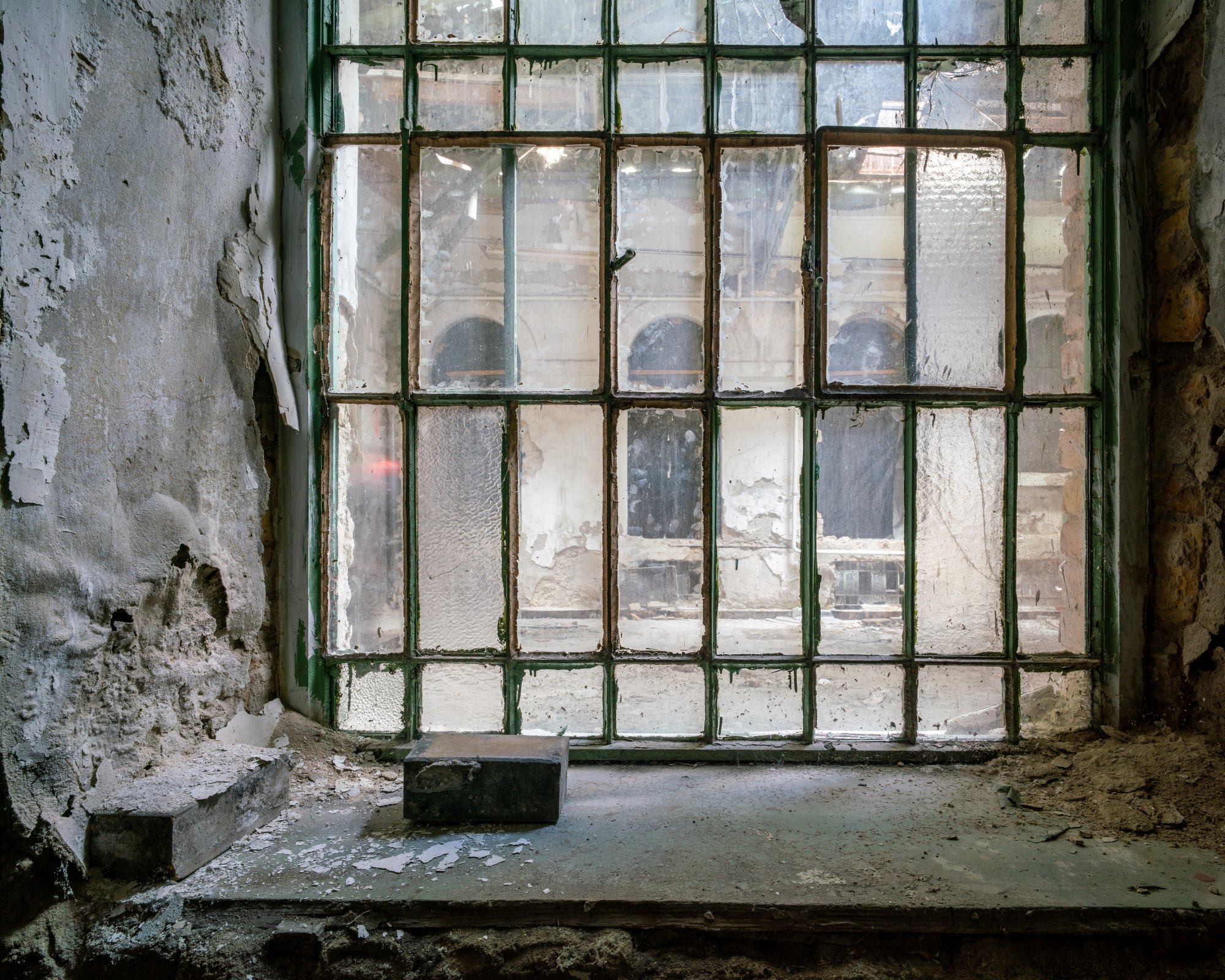 The abandoned courtyard of Paulay Ede utca 25-27 in Budapest. This residential building from 1890 is known as the "Üveg-Udvar" - "Glass Courtyard".