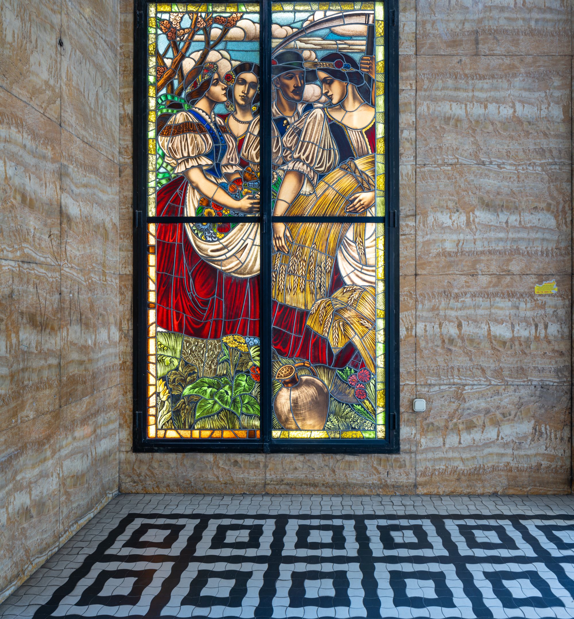 Stained Glass in a modernist house from the 1940s in Budapest