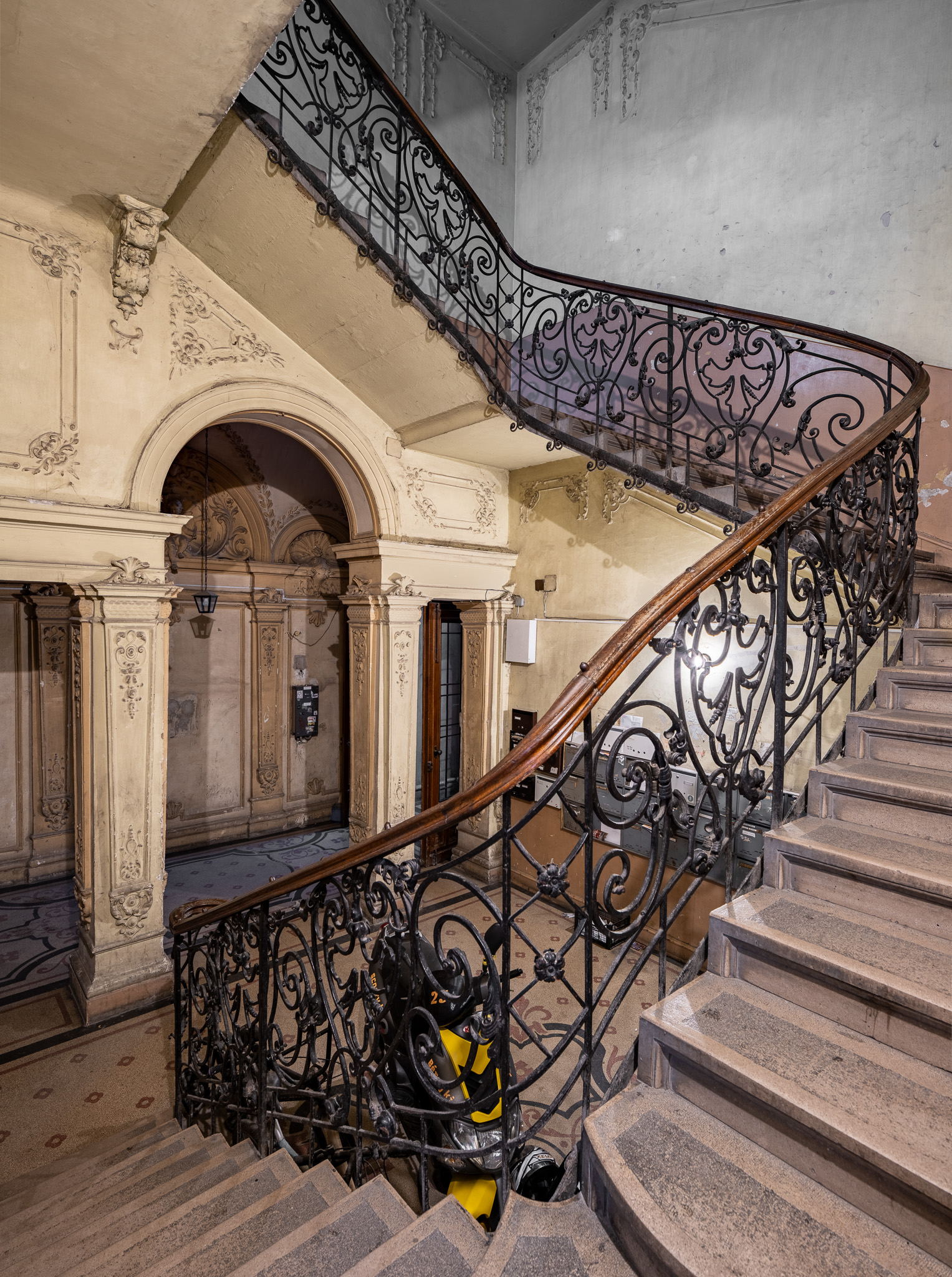 Interior of an old residential building in Ferencváros, the 9th district of Budapest
