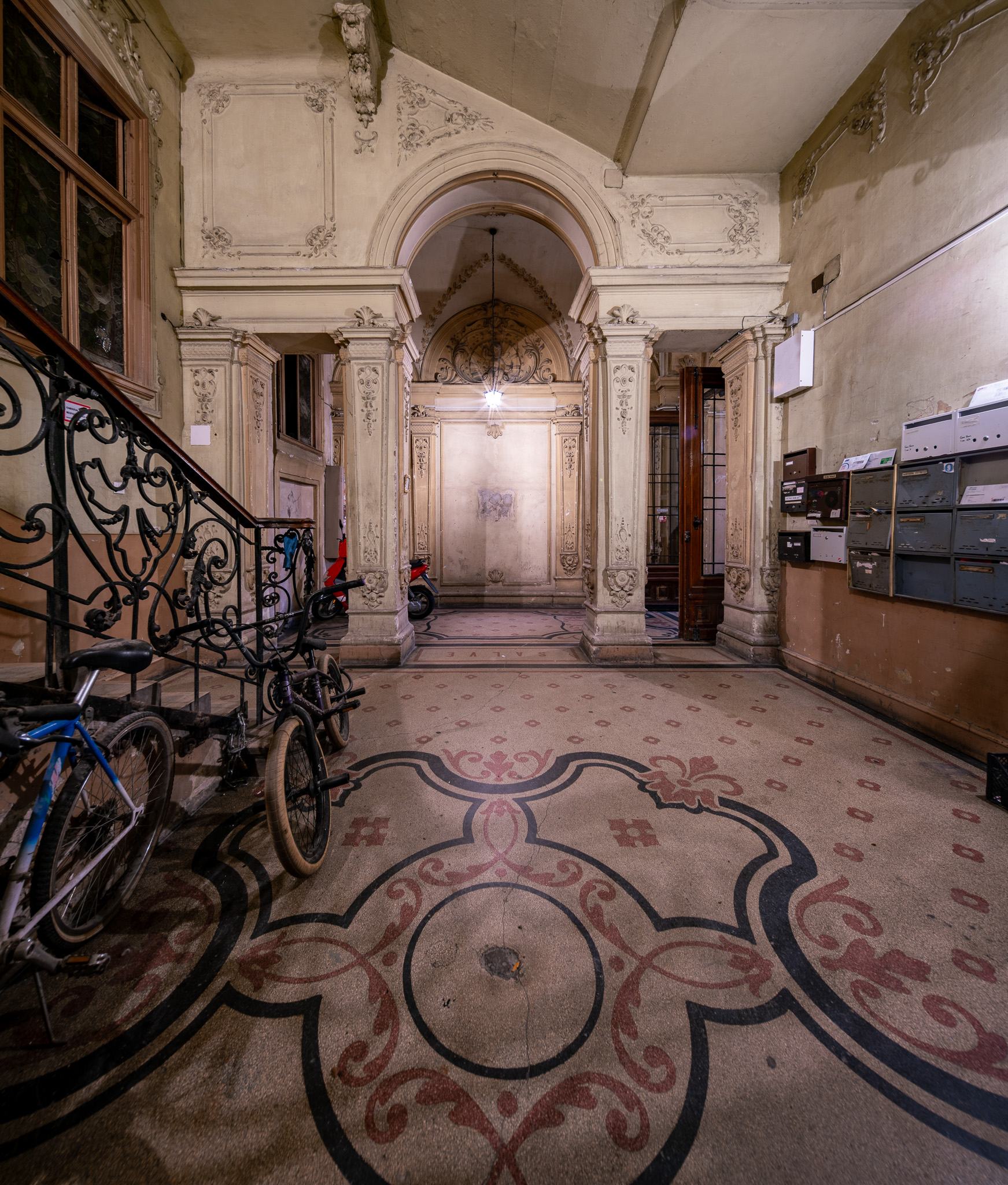 Interior of an old residential building in Ferencváros, the 9th district of Budapest